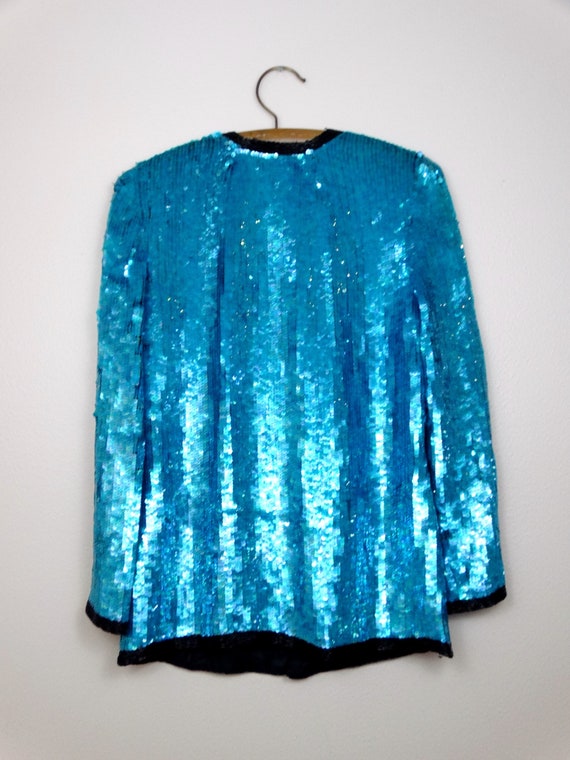 Giacca con paillettes color zaffiro vintage Blazer decorato blu