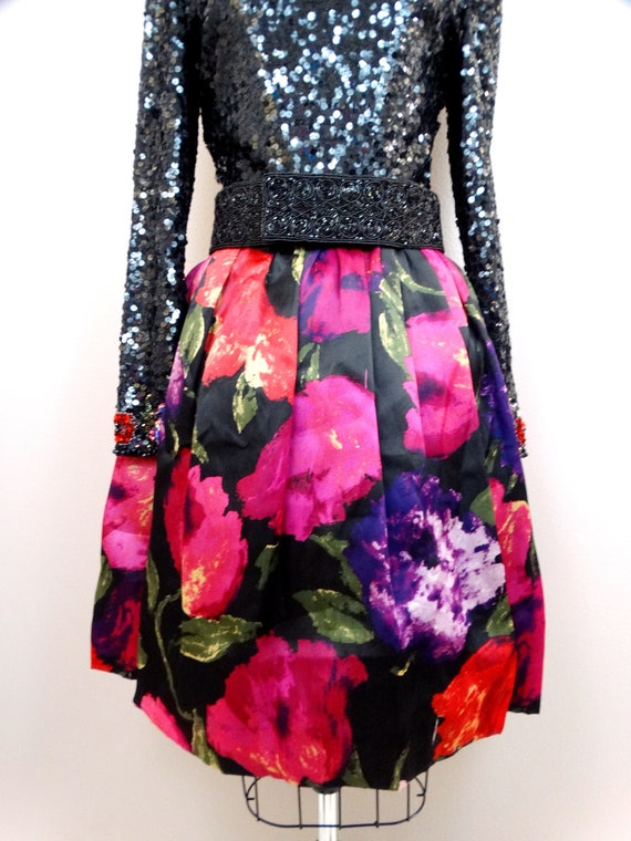 VTG Sequined Cocktail Dress / Vintage Evening Dre… - image 3