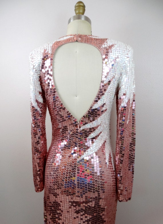 EXQUISITE Pink Sequin Gown / Art Deco Dusty Rose … - image 9