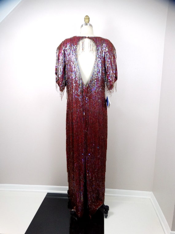 All Over Fringe Beaded Gown // Fully Beaded Sequi… - image 7