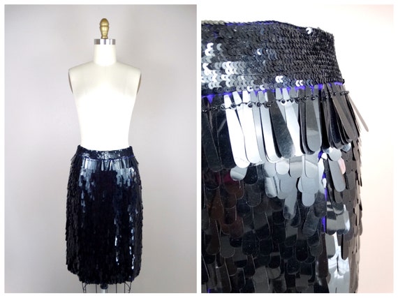 French Haute Couture Paillette Sequined Skirt // … - image 8