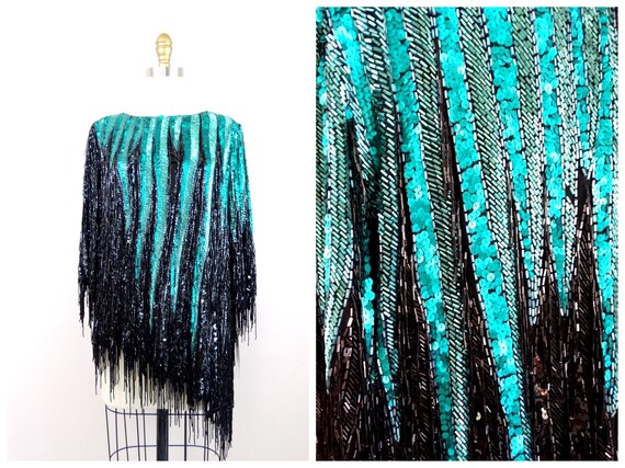 Bob Mackie Fringe Beaded All Sequined Mini Dress … - image 10