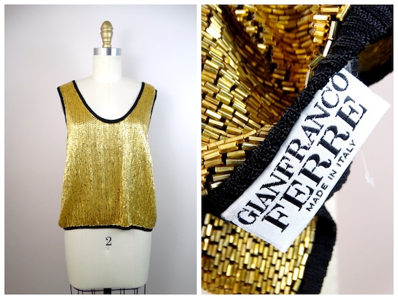 gold sequin vest top