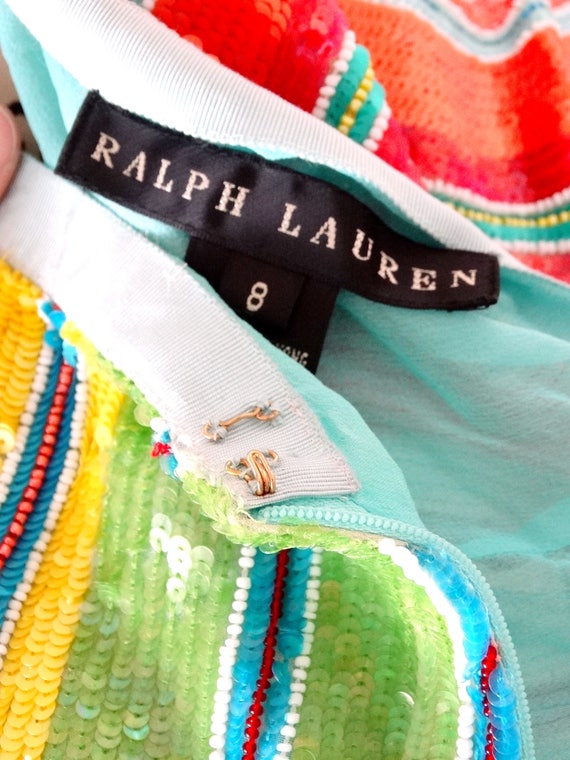 90s RALPH LAUREN Sequined Hand Beaded Skirt // Vintage