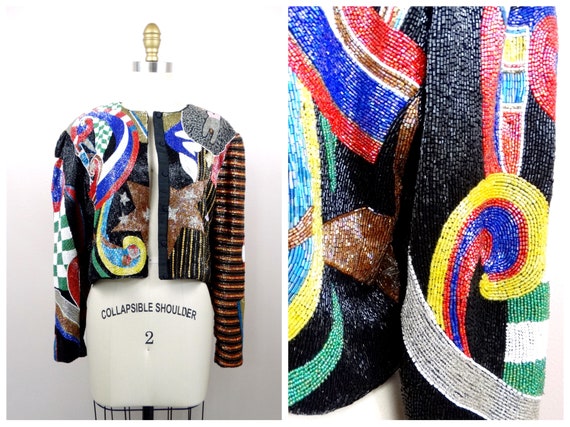 HEAVY All Beaded Jacket // RARE Whimsical Circus … - image 5