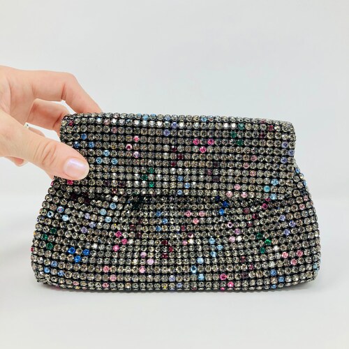 Vintage Crystal Evening Clutch, Rhinestone Handbag