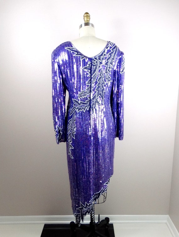 VTG Purple Sequined Dress / All Sequin Embellishe… - image 7