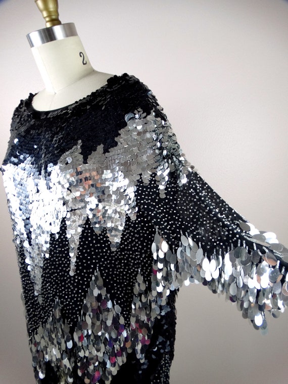 VTG Sequin Paillette Tassel Beaded Dress / Paille… - image 4