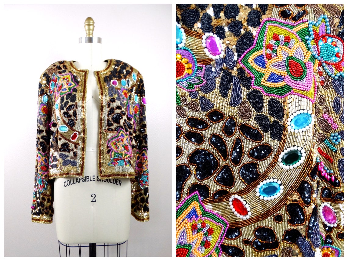 VERY HEAVY Jewel Beaded Jacket / Heavily Embellished Opened - Etsy