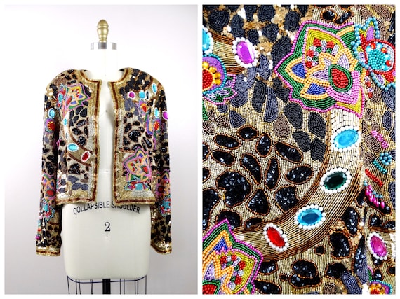 VERY HEAVY Jewel Beaded Jacket / Heavily Embellished Bedazzled