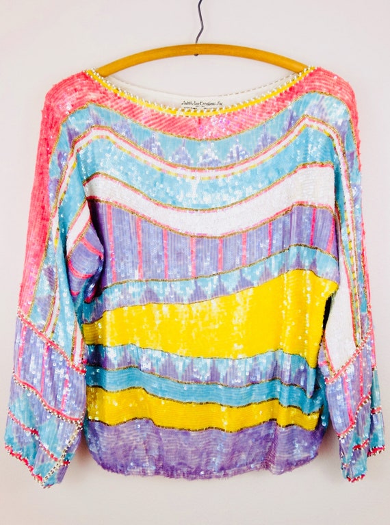 Oversized Pastel Sequin Top by Judith Ann Creatio… - image 2