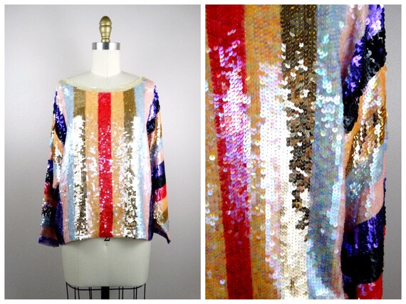 multi coloured sequin top
