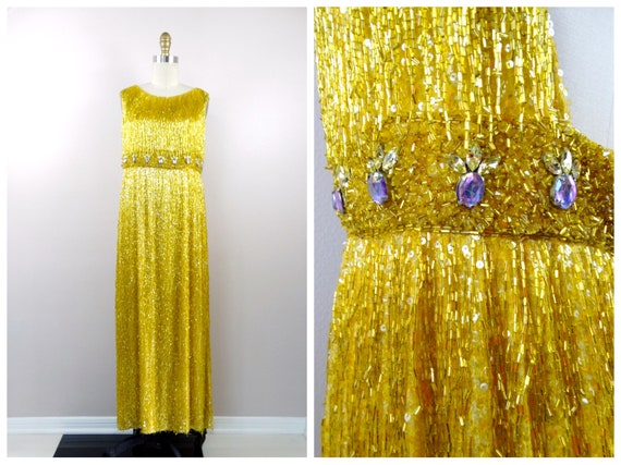 50s Heavily Beaded Fringe Dress / 1950s Couture V… - image 10