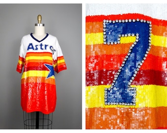 CRAIG BIGGIO Sequined Rainbow Jersey // Hall of Fame 7 