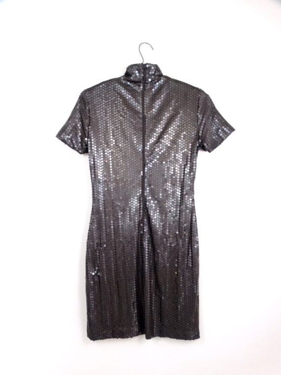 S/M Matte Sequin Mini Dress • Fully Embellished S… - image 4