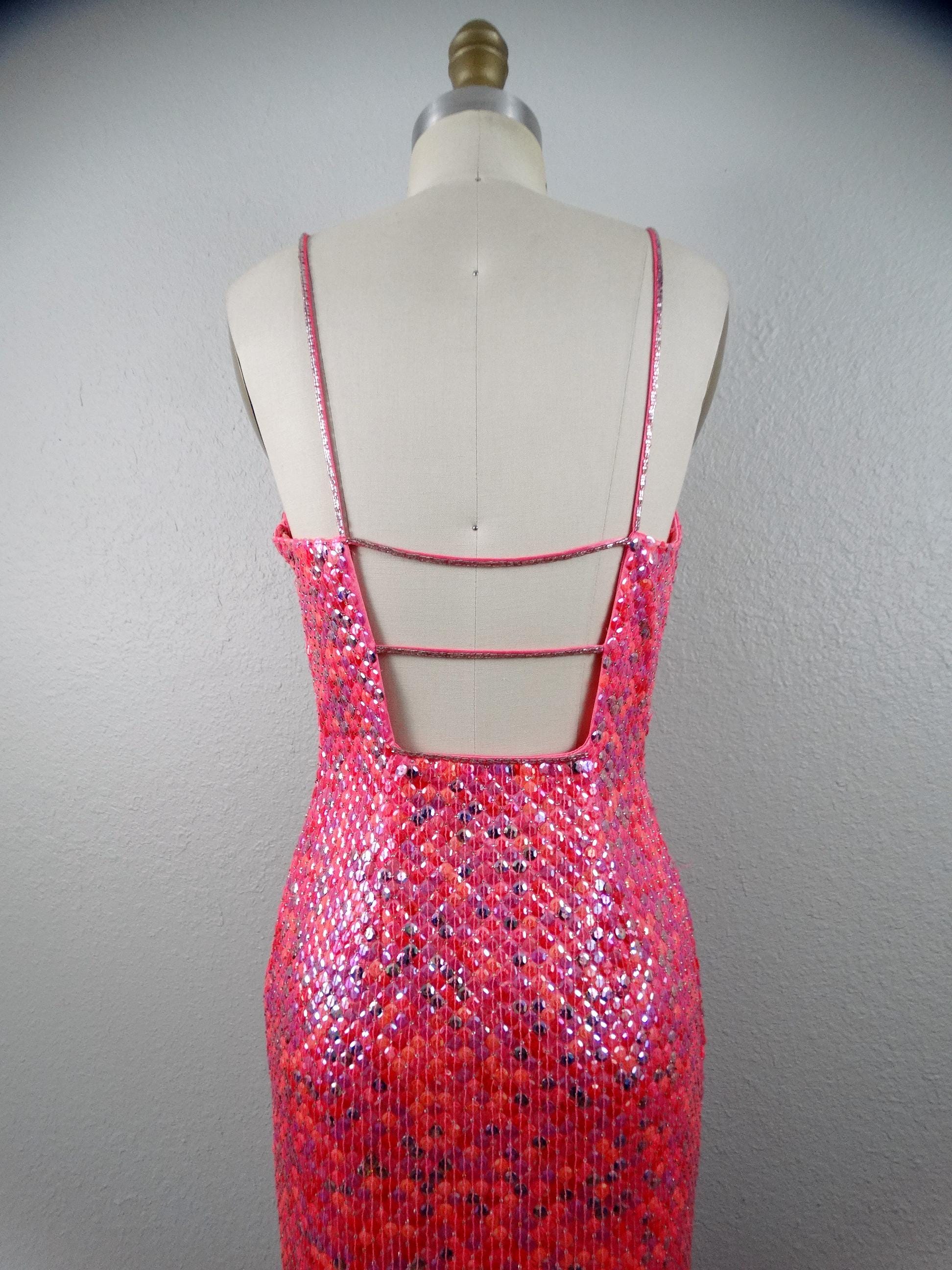 open lace back dress Hot Pink Sequin Dress main image 0