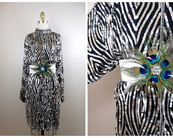 Flashy Mirror Sequined Silk Long Jacket or Mini Dress // Silver Sequin Long Sleeved Oversized Dolman Mini or Tunic Top * belt not included *