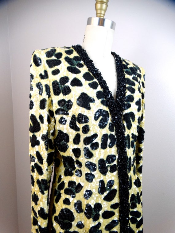 GALANOS Sequin Beaded Couture Blazer // Designer … - image 2