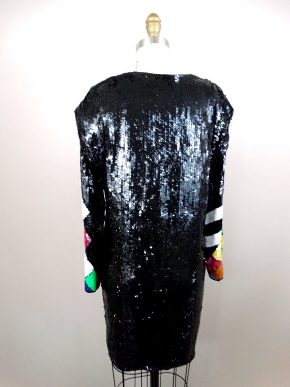 Funky 90s GLAM Sequin Jacket // Neon Color Pop Bl… - image 5