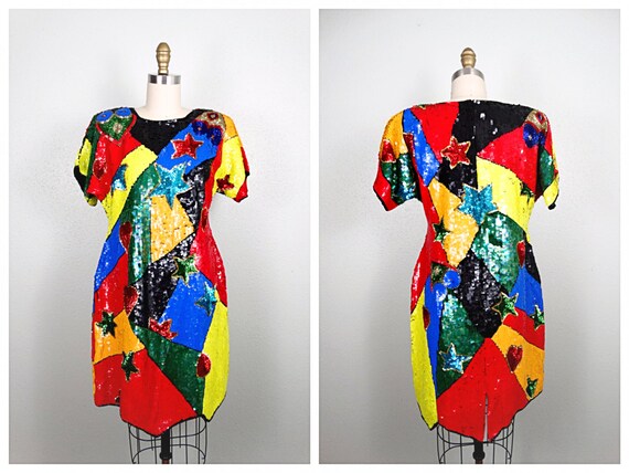 ABSTRACT Bright Sequin Dress // Multicolor Colorbl