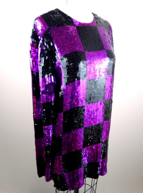 RETRO Vintage Sequin Tunic / Magenta Pink Purple … - image 5
