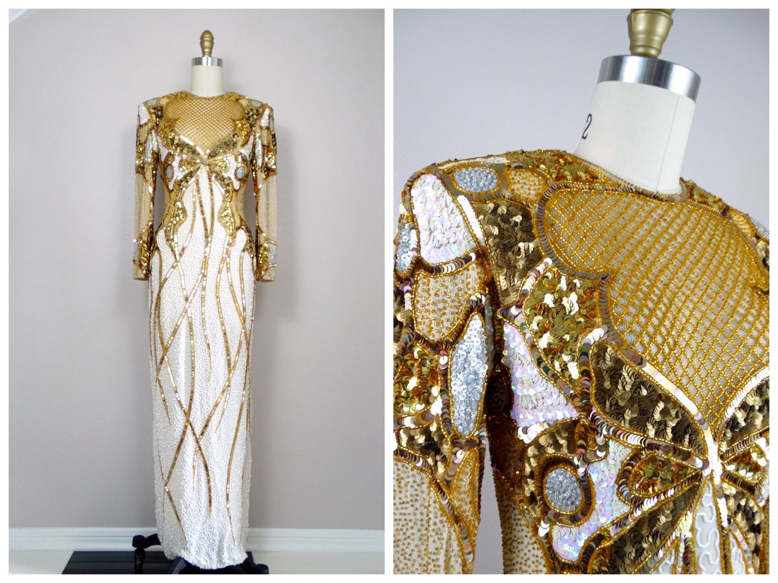 Beaded Bronze Paisley Gown