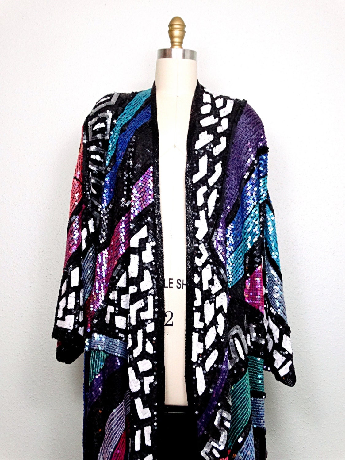 INCREDIBLE Fully Sequined Kimono / Retro Embellished Long Etsy
