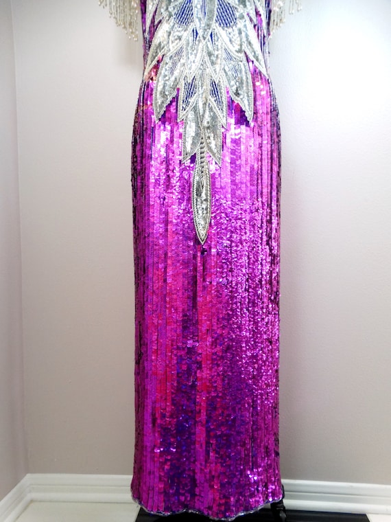 BRIGHT Fuchsia Sequined Pageant Gown ‣ Magenta Pi… - image 3