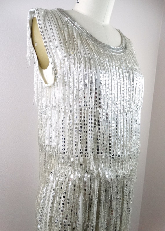 Glam All Fringe Beaded Dress // Vintage Mirror Si… - image 2