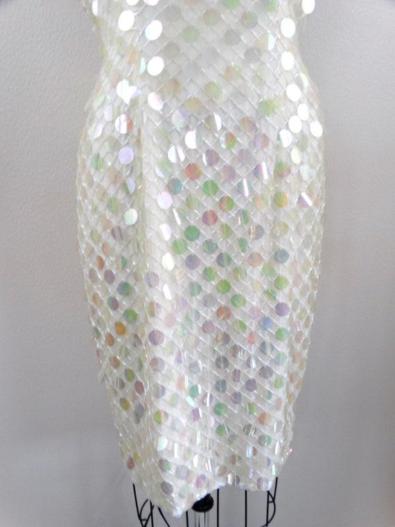 Iridescent Sequined Beaded Dress // Vintage Paill… - image 3