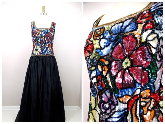 VTG Hand Beaded Haute Couture Ballgown // Vintage… - image 10