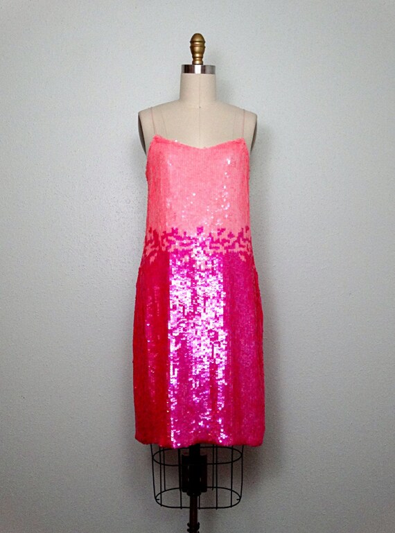 GLAM Ombré Pink Sequin Dress / Hot Pink Ombre Seq… - image 2