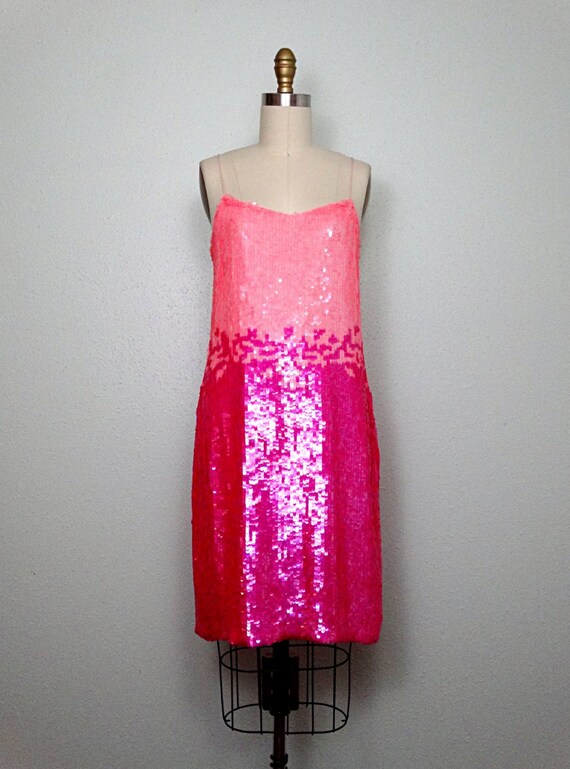 GLAM Ombré Pink Sequined Dress // Hot Pink Ombre … - image 2