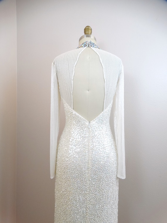 Vintage Beaded Couture Bridal Gown / Hand Beaded … - image 8