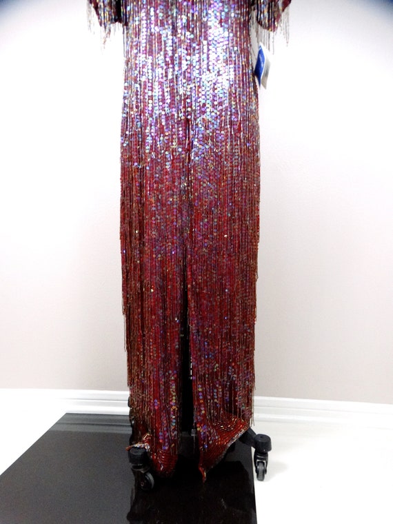 All Over Fringe Beaded Gown // Fully Beaded Sequi… - image 9