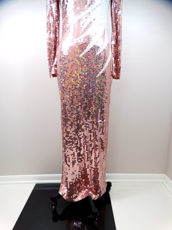 EXQUISITE Pink Sequin Gown / Art Deco Dusty Rose … - image 2