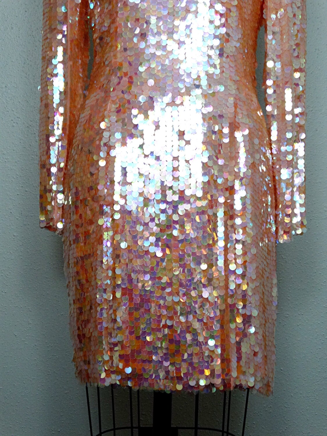 Pastel Paillette Sequin Dress / Iridescent Pink Sequined Embellished Dress  by Oleg Cassini Black Tie - Etsy