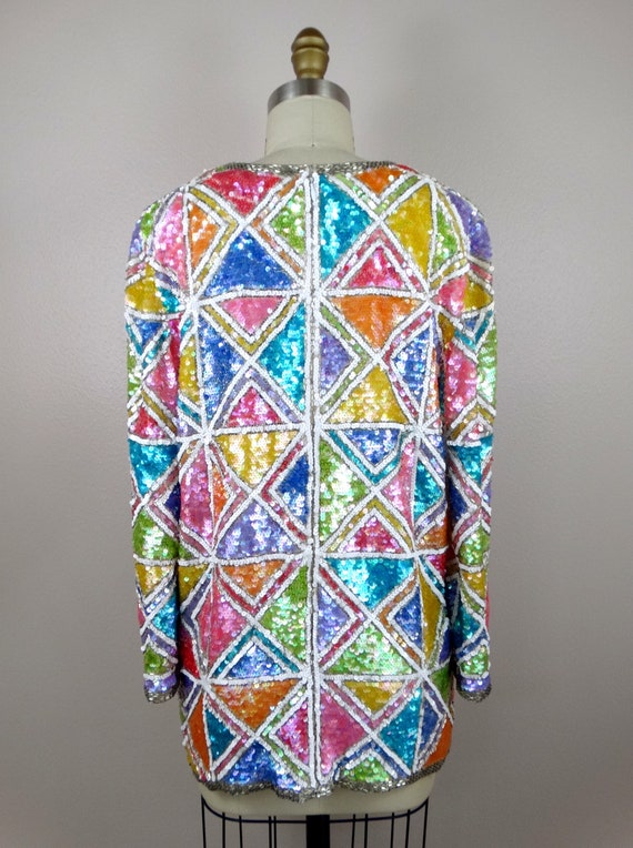 RARE Sparkling Beaded Top / Pastel Rainbow Color … - image 6