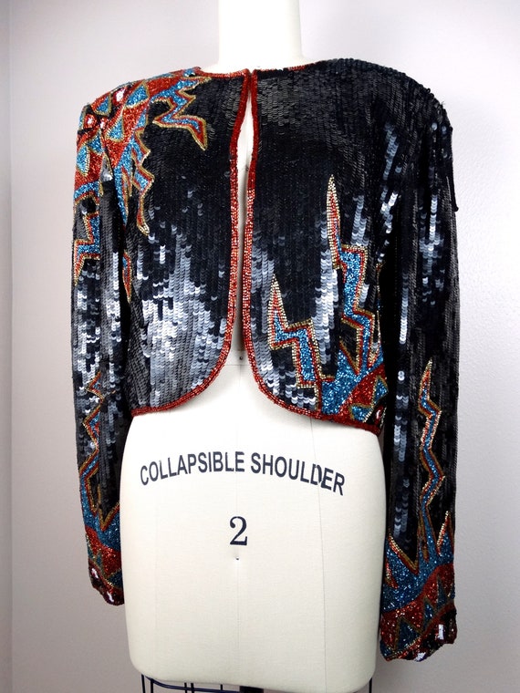 Electric Beaded Jacket // Bursting Beaded Sequin … - image 2