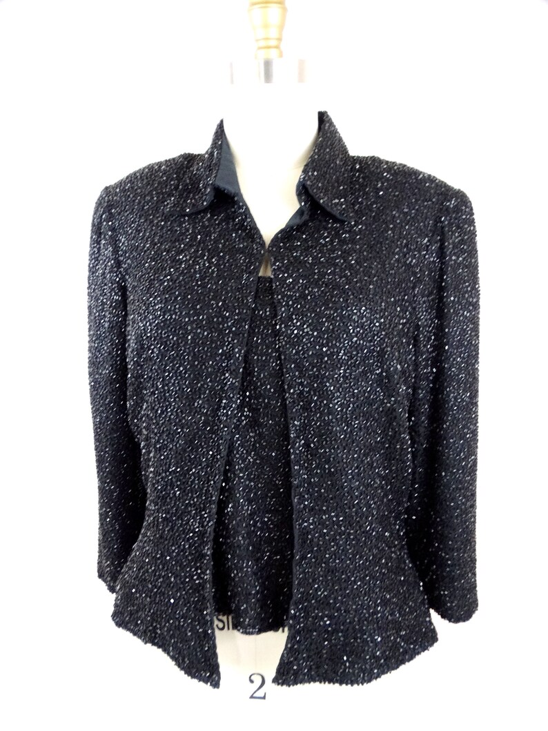 Heavy Beaded Top Jacket by Cache Heavily Embellished Fully Beaded Top and Matching Jacket SM