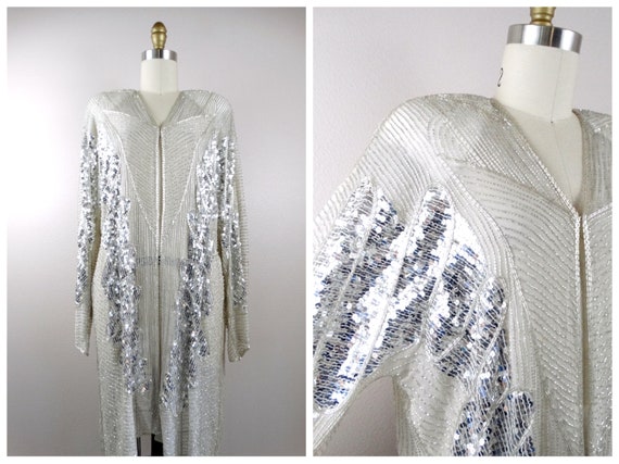 80s Silk Sequined Long Jacket // Jeanette for St.… - image 8