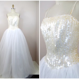 Iridescent Sequin Wedding Dress // Fairytale Princess Bridal Gown // White Tulle Ballgown