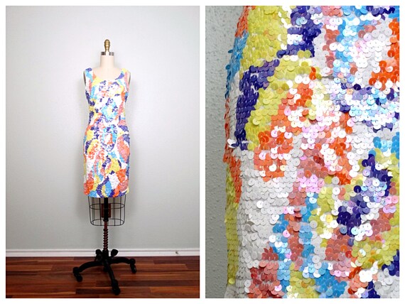 M | Pastel Sequined Party Dress // Iridescent Sequ