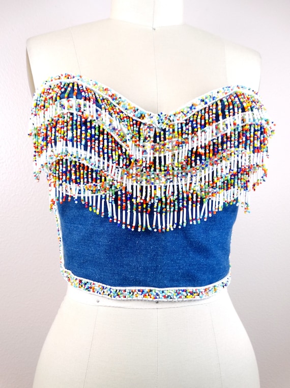 LEINWANDE Mixed Fringe Crop Top ベスト セール】【ZOZOVILLA別注】Patchwork Fringe Top（ベスト