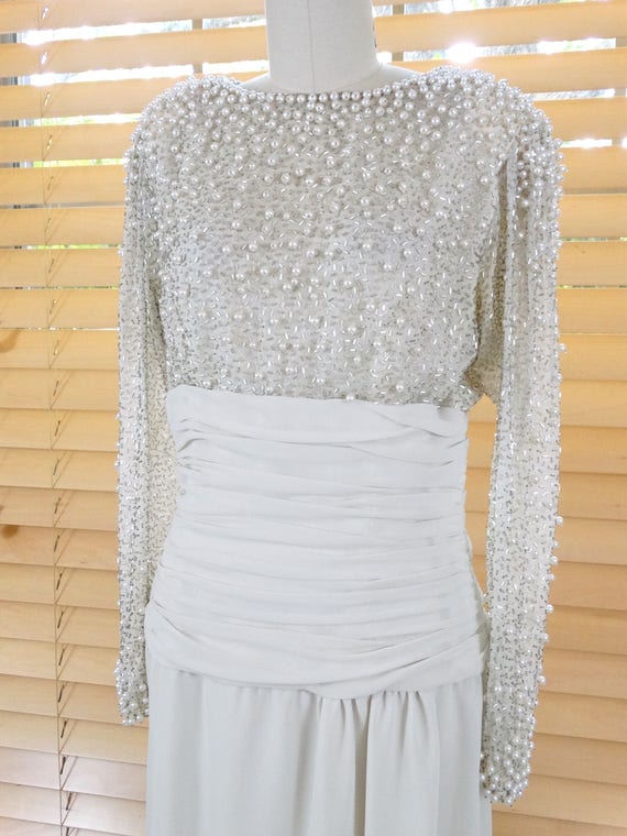 Vintage Pearl Beaded Mother of the Bride Dress / … - image 3