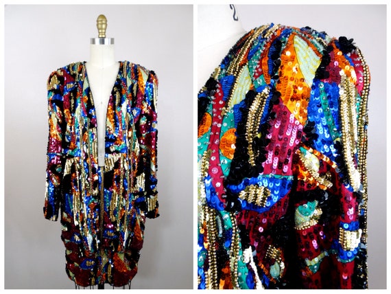 Heavily Beaded Sequined Skirt w/ Blazer Dress Sui… - image 1