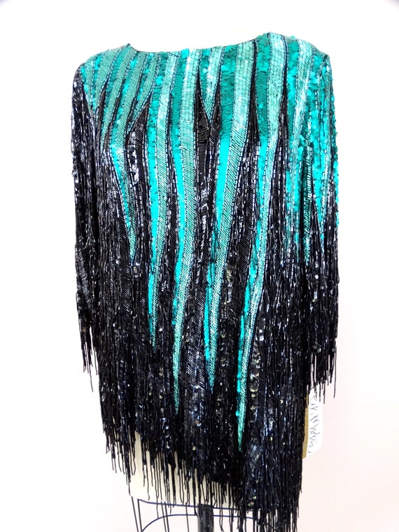 Bob Mackie Fringe Beaded All Sequined Mini Dress … - image 2