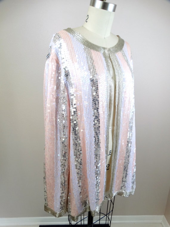 1x/2x Iridescent Sequined Cardigan Jacket // Plus… - image 3