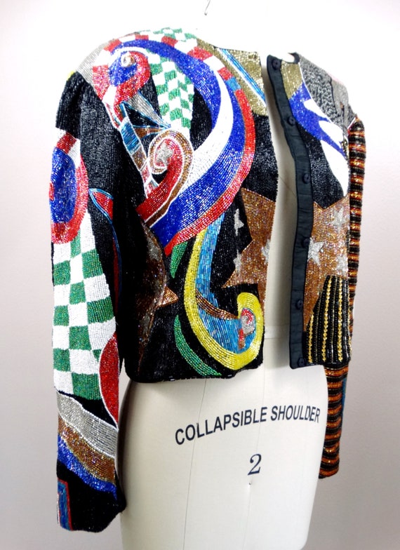 HEAVY All Beaded Jacket // RARE Whimsical Circus … - image 2