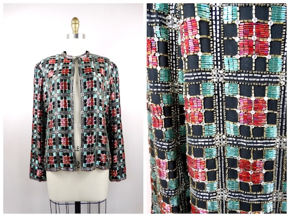 Vintage Crystal Beaded Rhinestone Jacket // Heavil